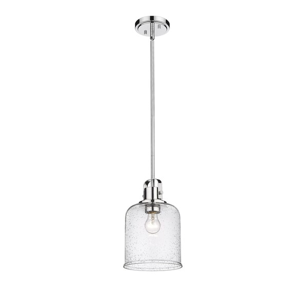 Kinsley 1 Light Pendant, Chrome And Clear Seeded